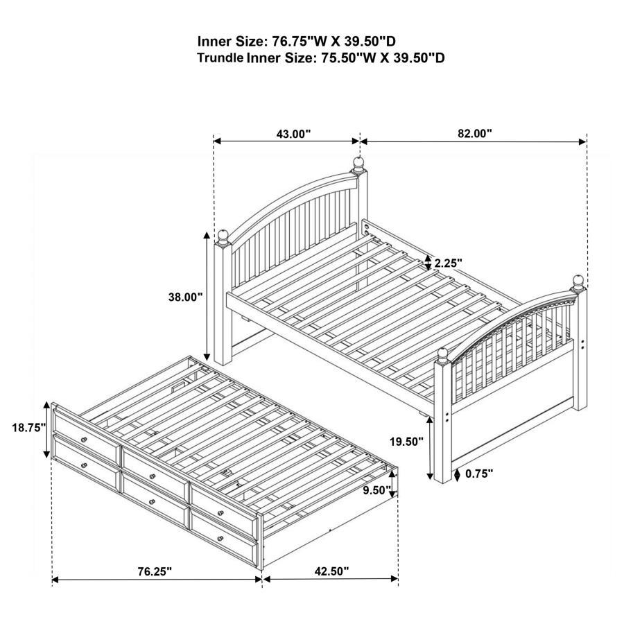 Norwood 3-Drawer Twin Bed with Captain’s Trundle