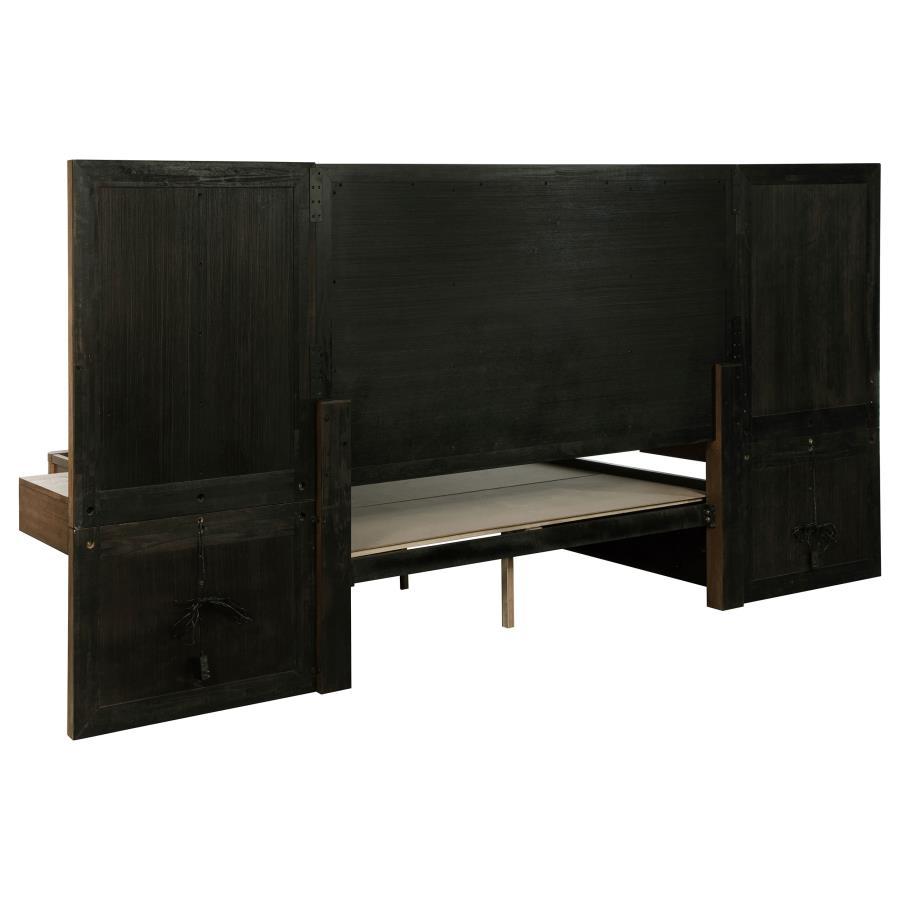 Terrace Wall Panel Storage Bed in Ash Brown