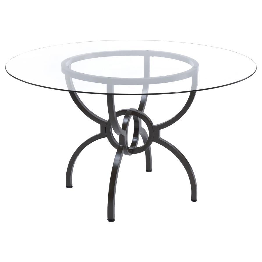 Aviano Round Glass Top Metal Dining Table