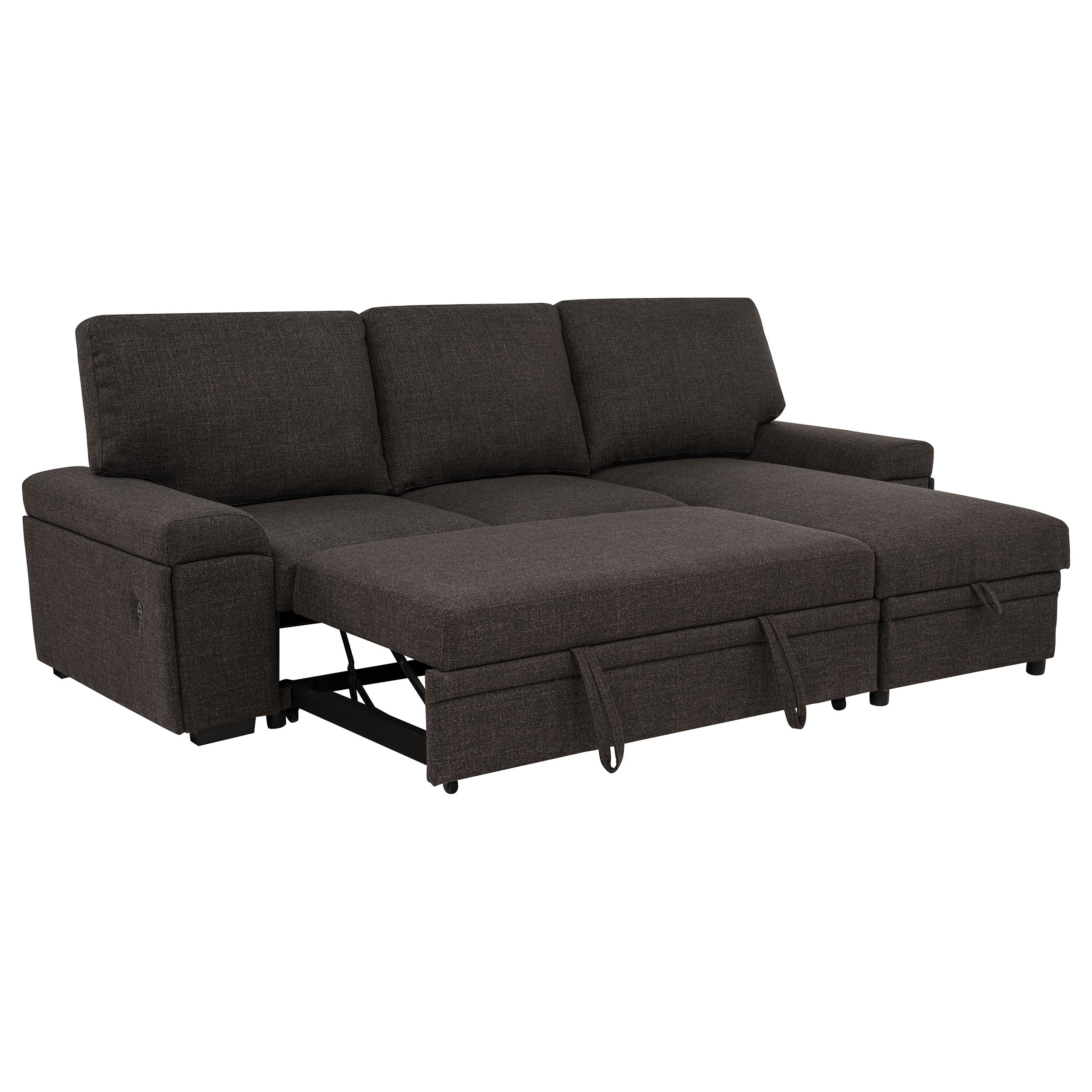 Demko Sleeper Sectional Sofa with Speaker & Storage Chaise