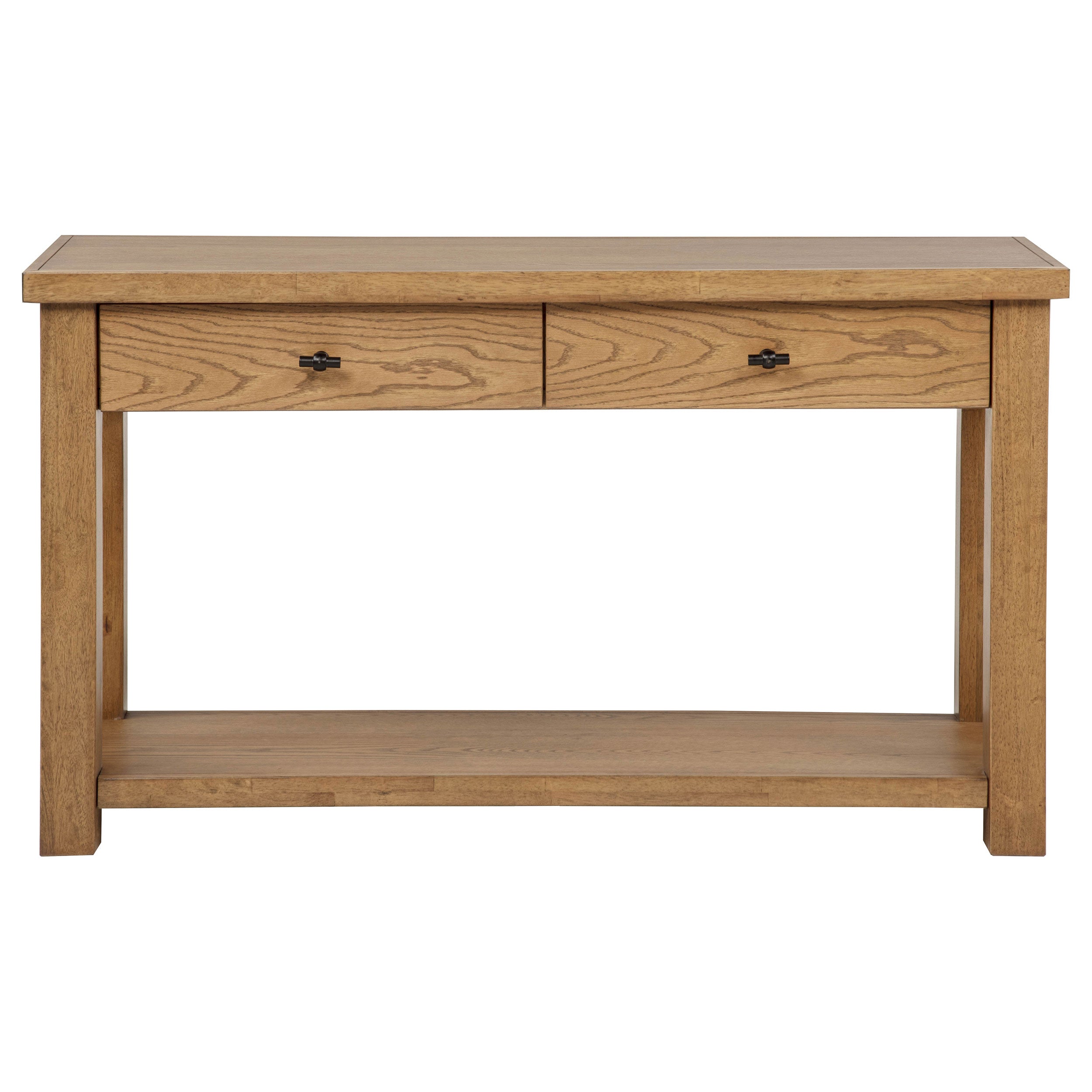 Beasley Contemporary Two-Drawer Beige Oak Sofa Console Table