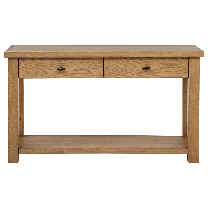 Beasley Contemporary Two-Drawer Beige Oak Sofa Console Table