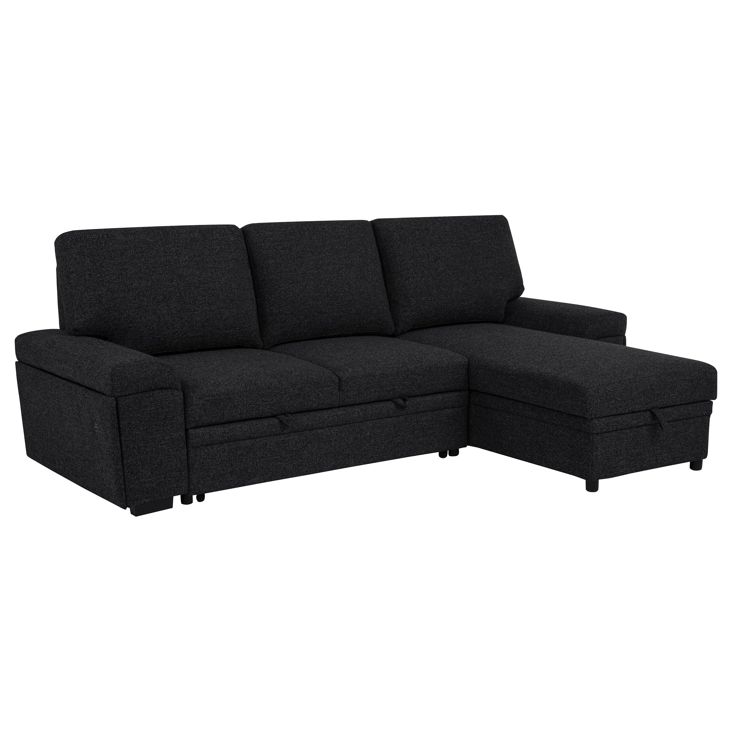 Demko Sleeper Sectional Sofa with Speaker & Storage Chaise