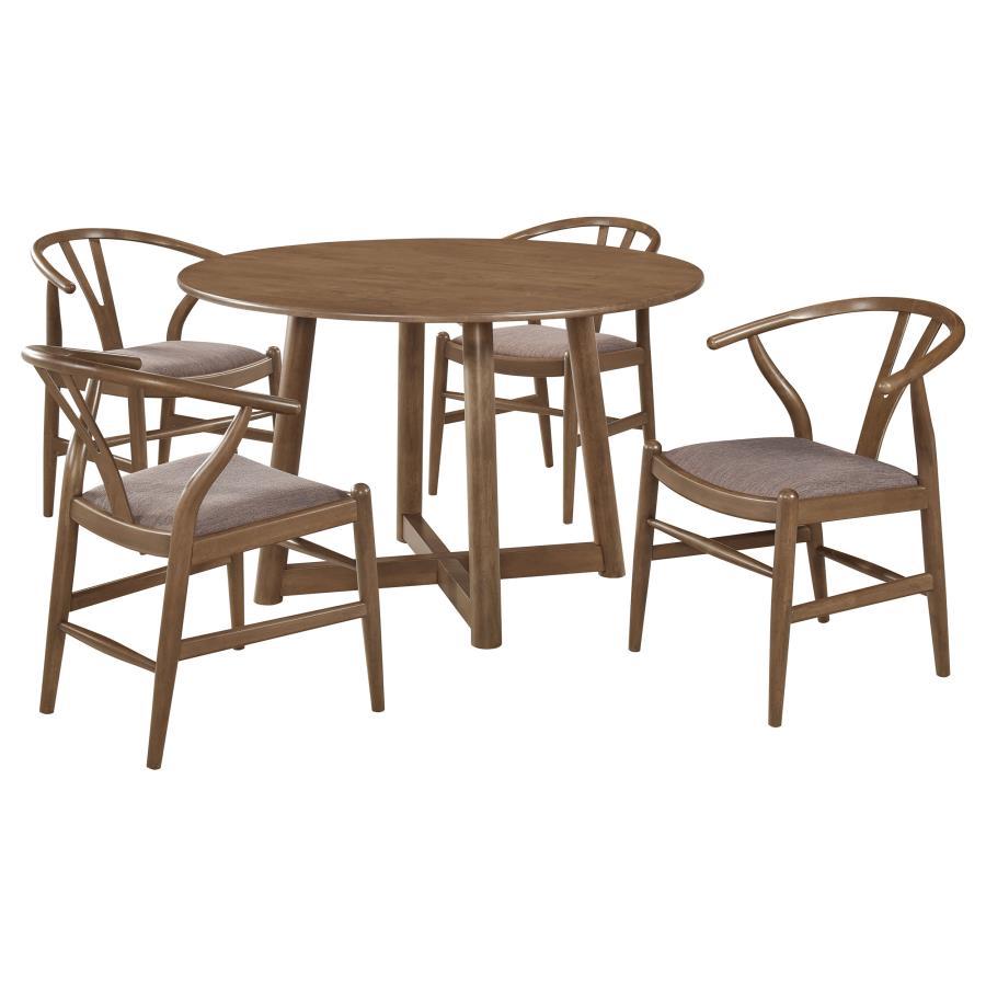 Dinah - 5 Piece Round Solid Wood Dining Set