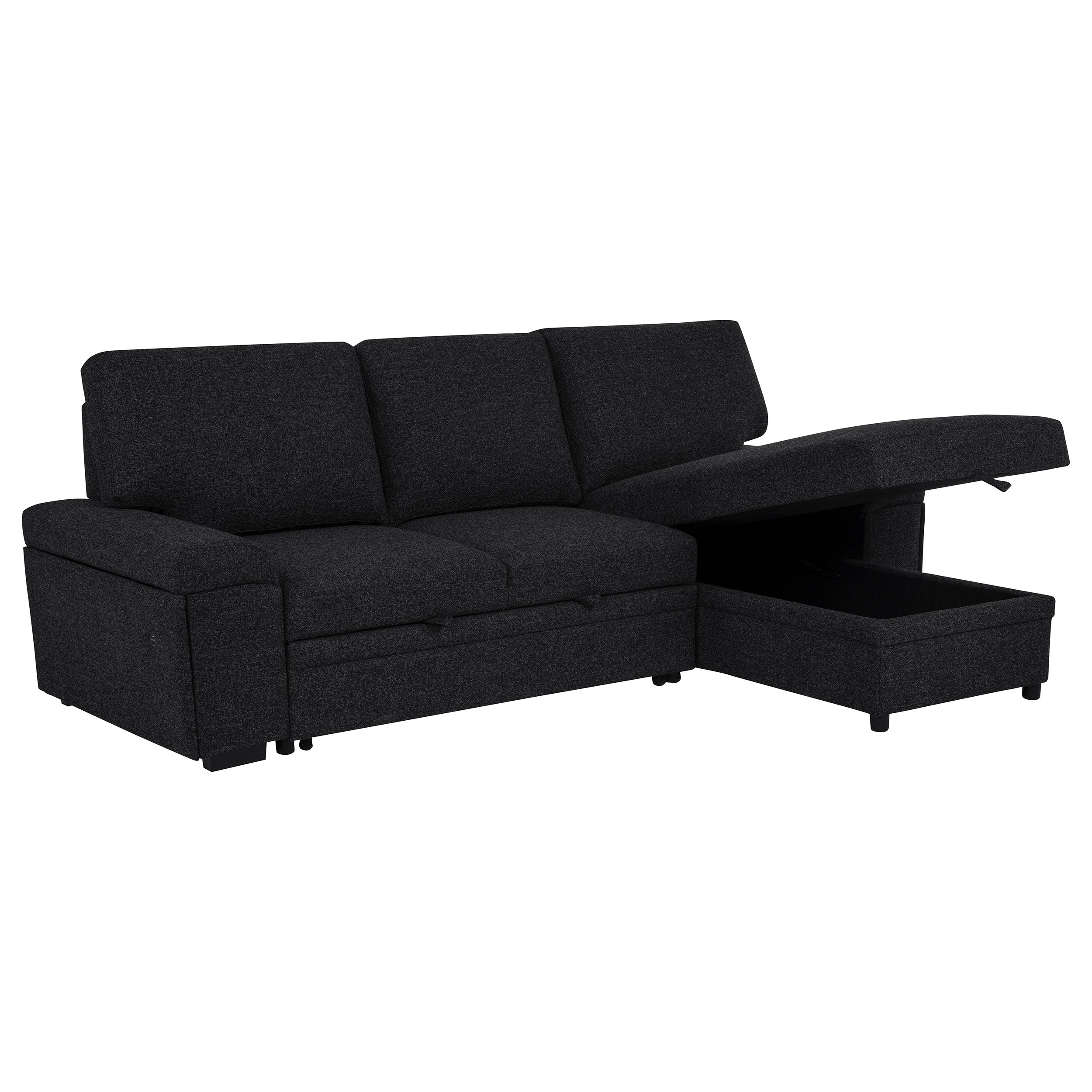 Demko Sleeper Sectional Sofa with Speaker & Storage Chaise