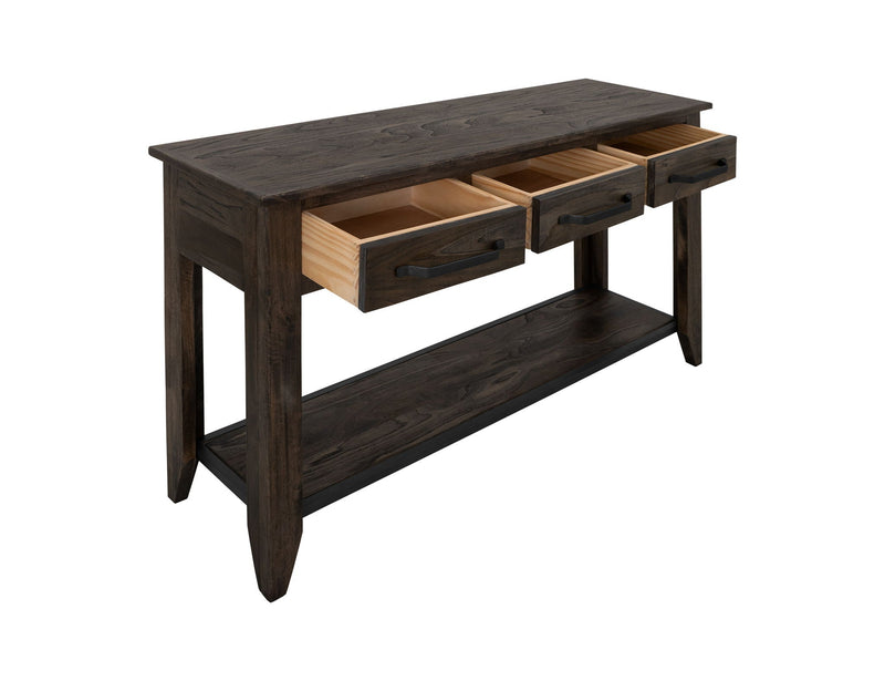 Teak Sofa Table 3 Drawer & 1 Shelf Oil Black