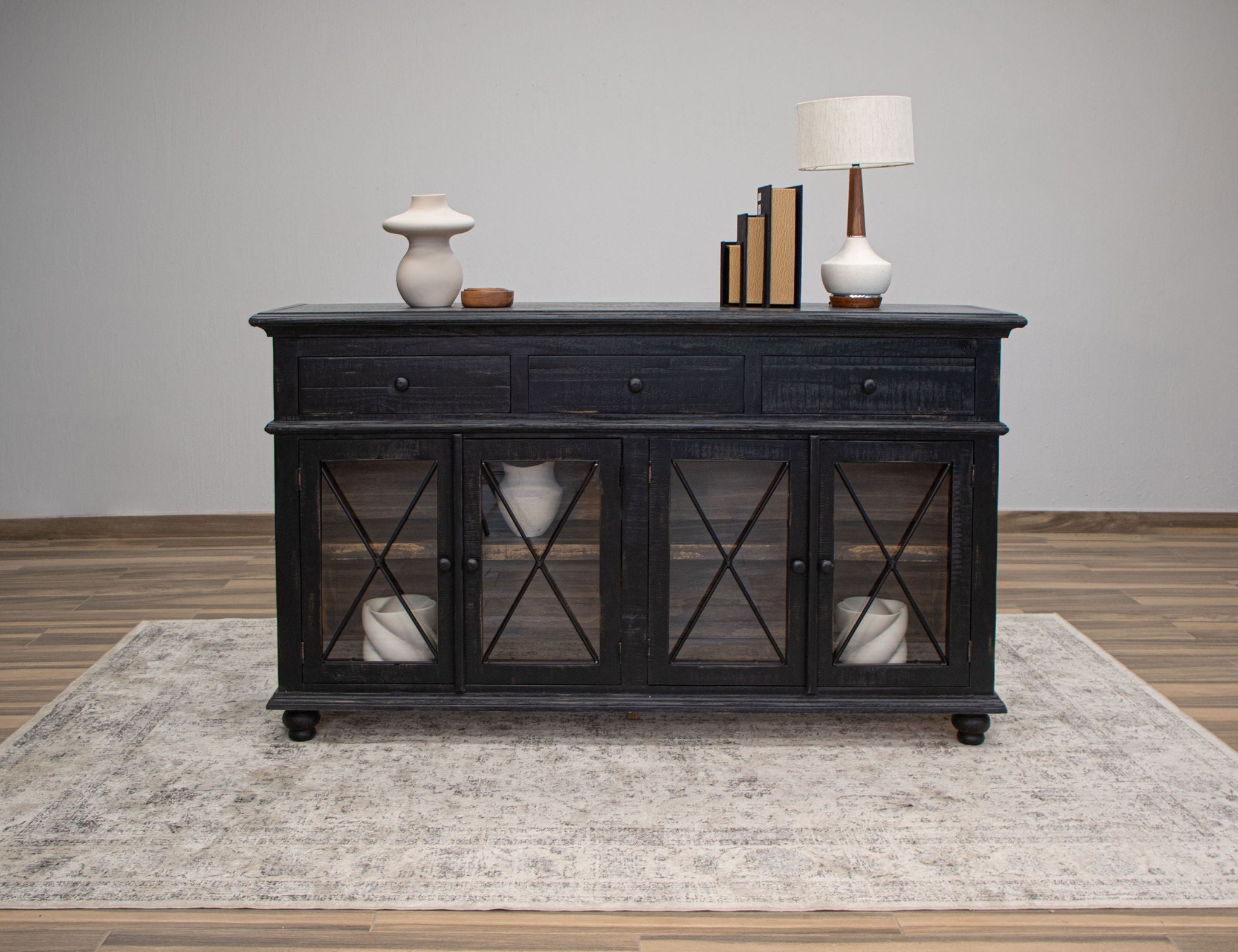 Vintage 3 Drawer 4 Door Console