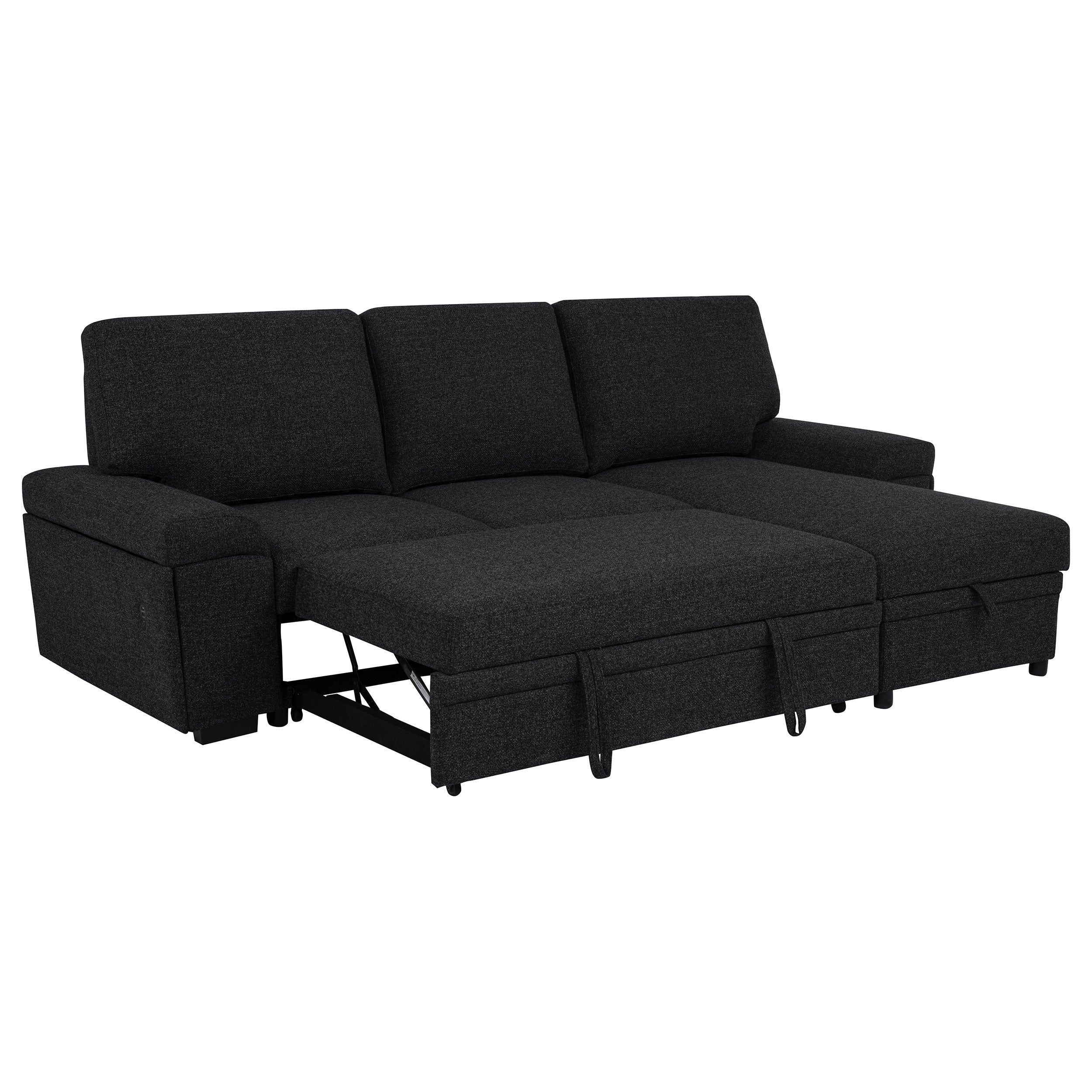 Demko Sleeper Sectional Sofa with Speaker & Storage Chaise