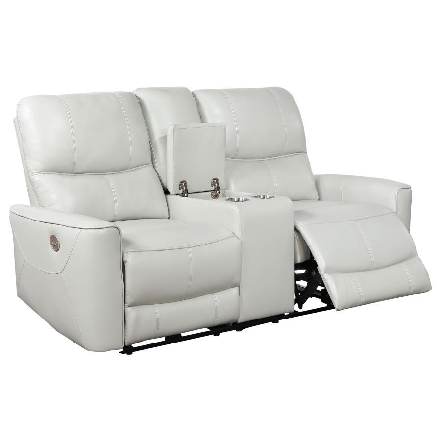 Greenfield Dove Gray Upholstered Power Reclining Loveseat