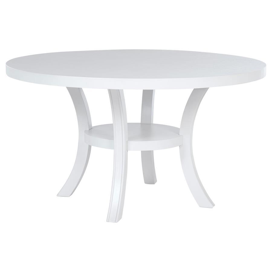 Judd Round Dining Table Set – Pearl White Table with Dark Gray