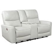 Greenfield Dove Gray Upholstered Power Reclining Loveseat