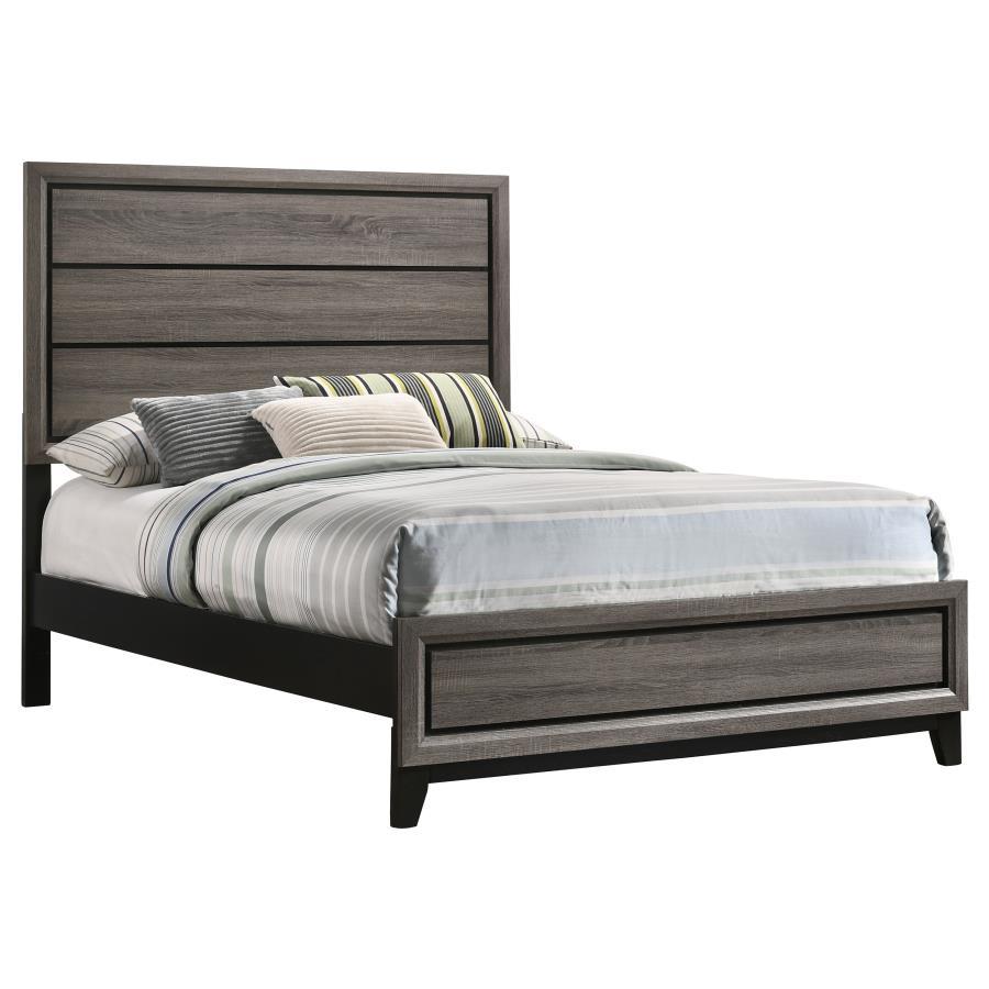 Watson Wood Panel Bed in Gray Oak