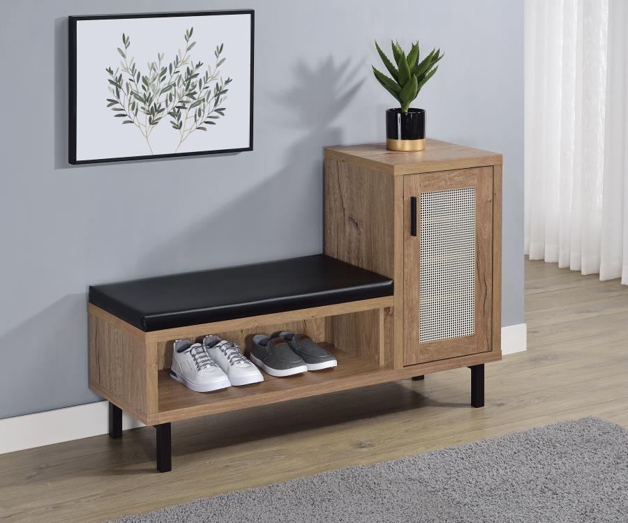 Teller - 1-Door Entryway Shoe Storage Bench with Cushion
