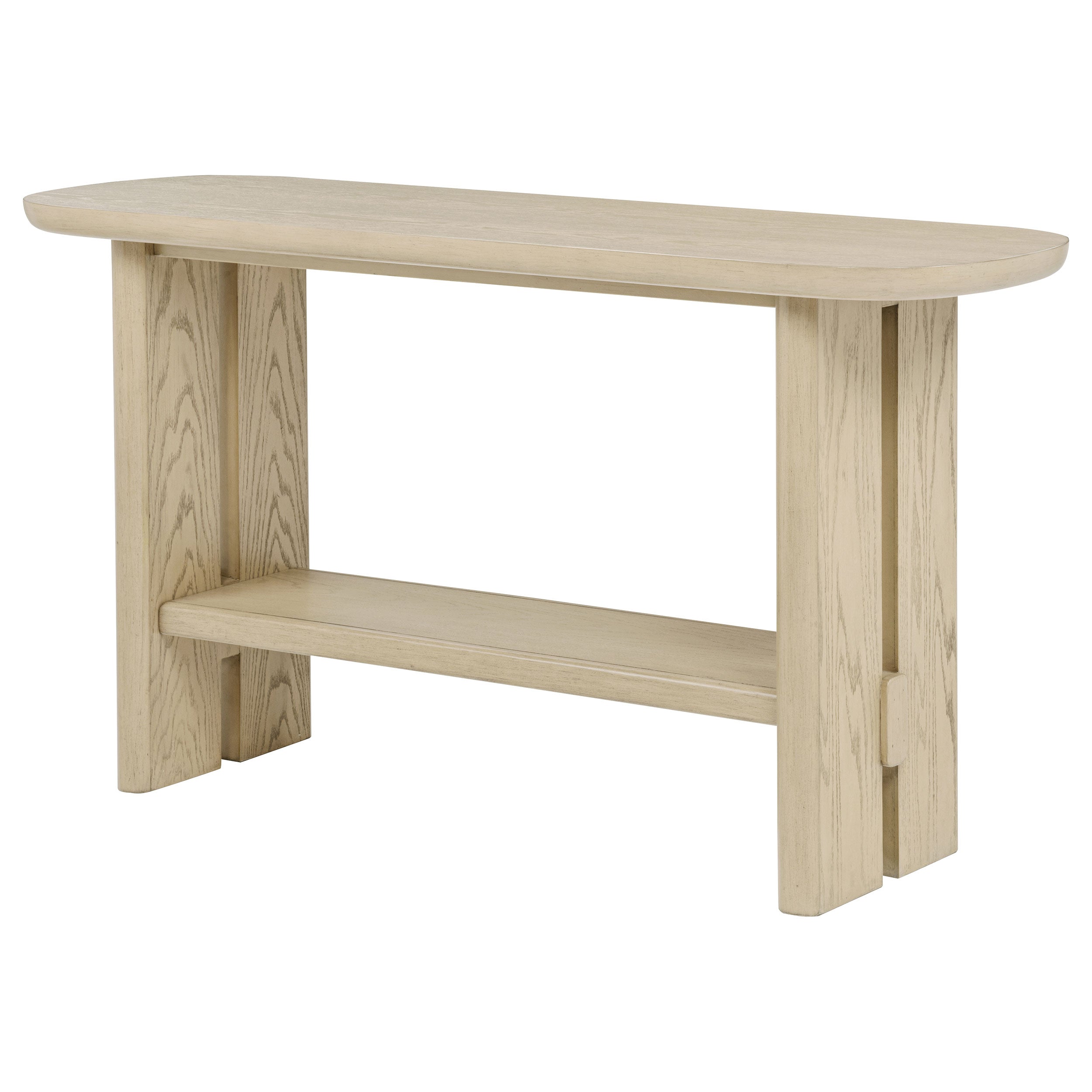 Kailani California Coastal Modern Burnished Black Oak Veneer Sofa Console Table