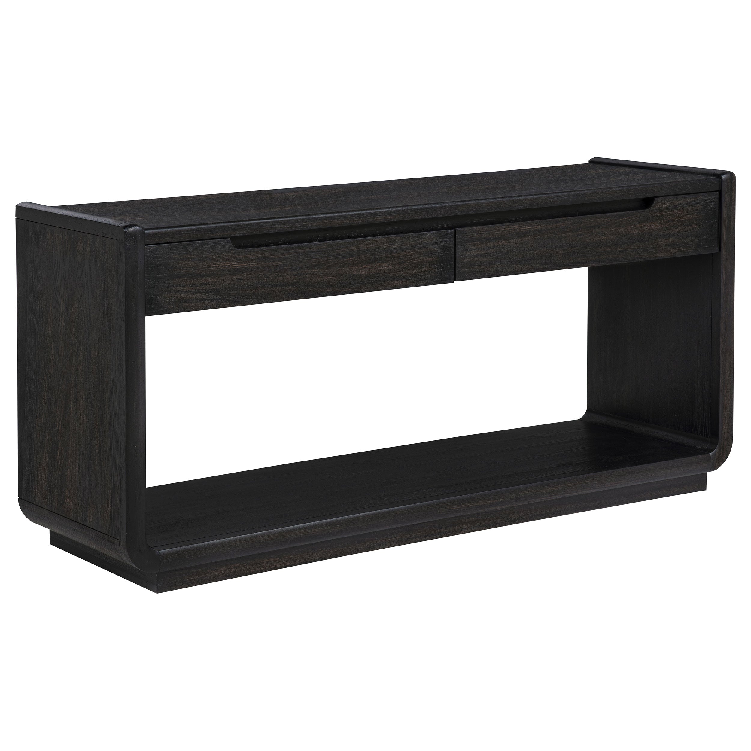 Leandro Modern Two-Drawer Burnished Black Ash Veneer Sofa Console Table