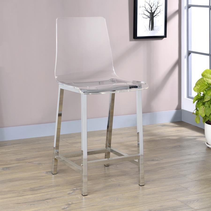 Juelia - Set of 2 Chrome Counter Stools