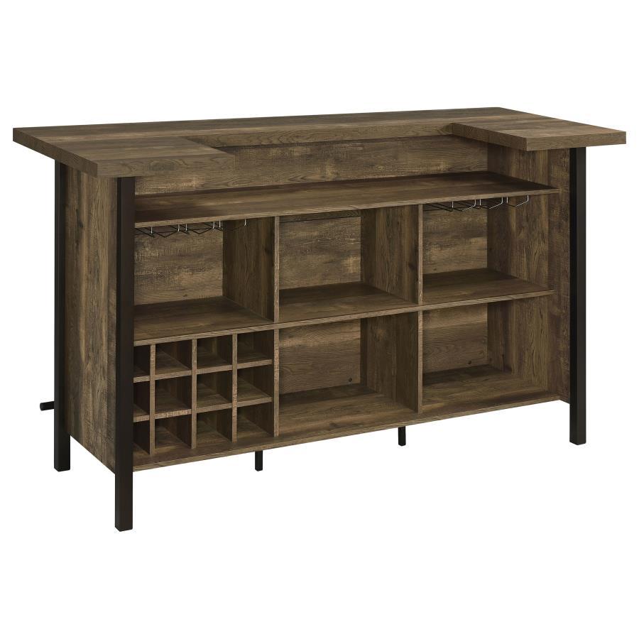 Rustic Oak Freestanding Home Bar Wine Cabinet
