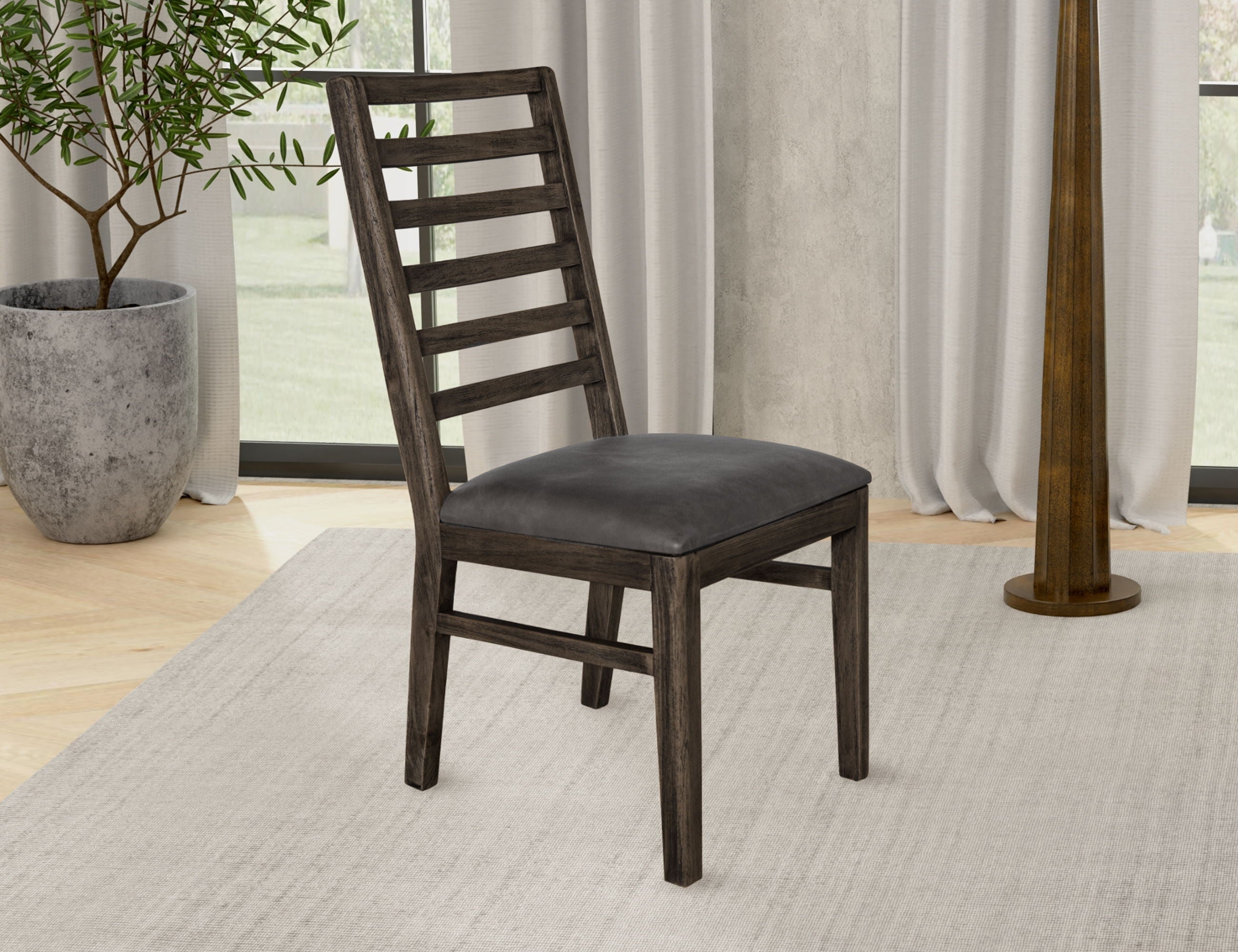 Balam Dining Chairs Set of 2 in Oil Black