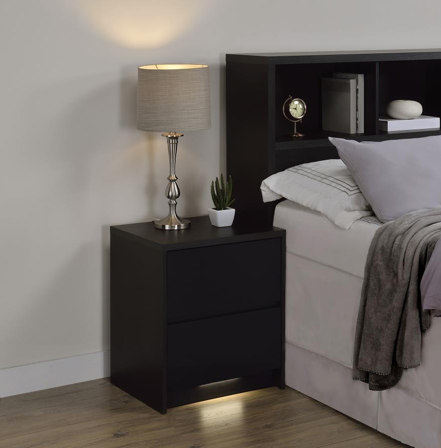 2-Drawer Nightstand with LED Motion Light & Dual USB Ports