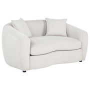 Isabella Contemporary Curved Sand Fabric Loveseat with Sloped Arms
