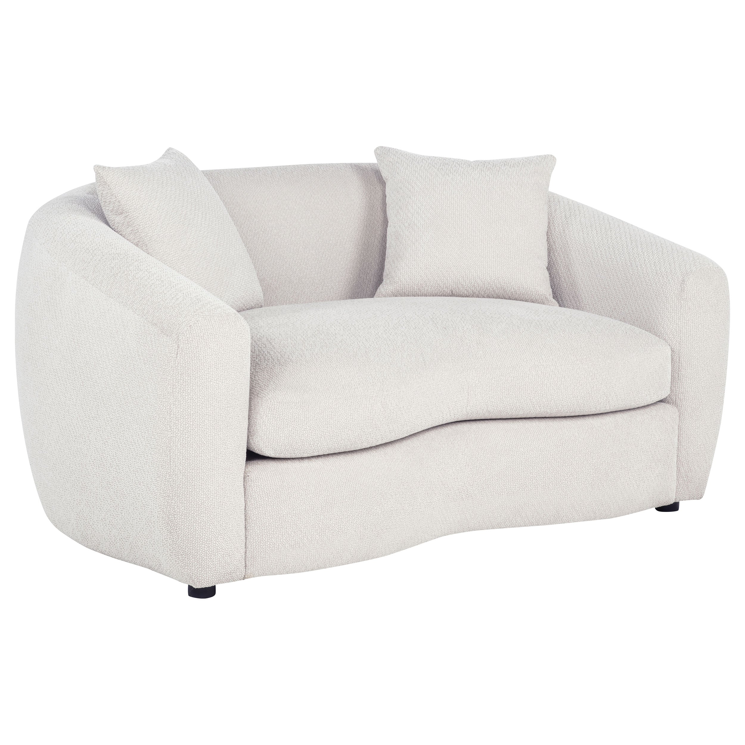 Isabella Contemporary Curved Sand Fabric Loveseat with Sloped Arms