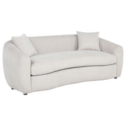 Isabella Contemporary Curved Sand Fabric Sofa with Sloped Arms