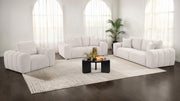 Burnett Contemporary 3-Piece Ivory Chenille Sofa, Loveseat and Chair Set