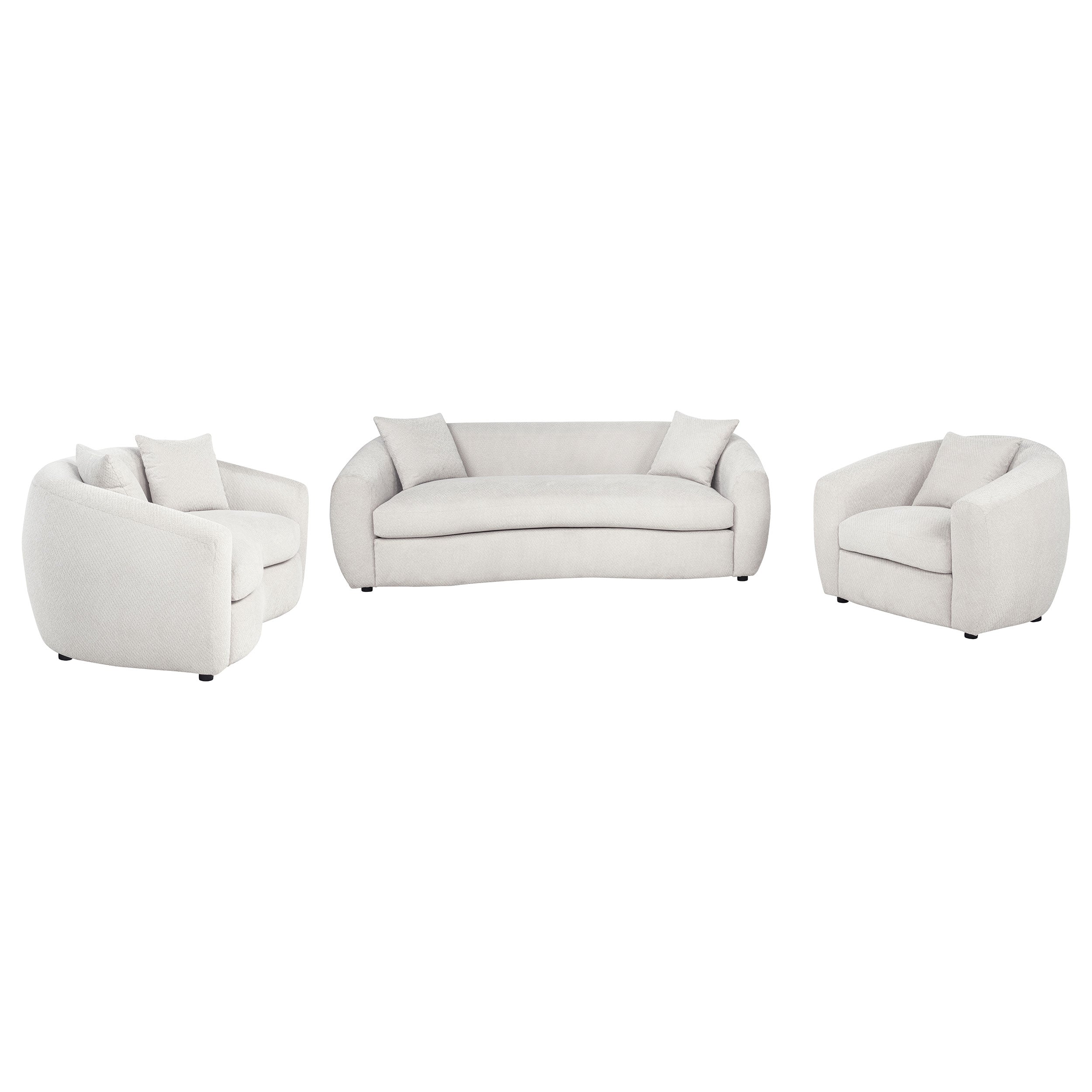 Isabella Contemporary 3-Piece Sand Fabric Sofa, Loveseat and Chair Set