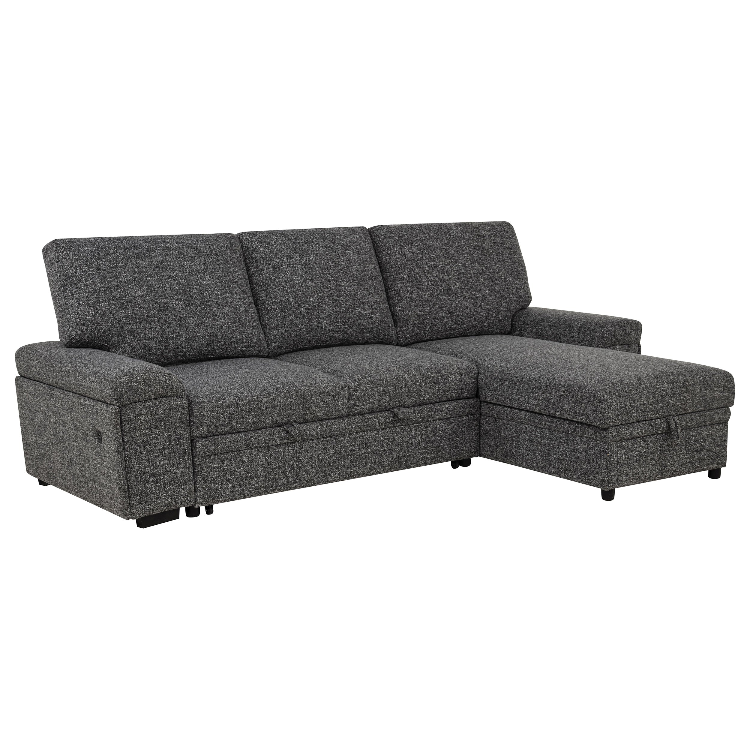 Demko Sleeper Sectional Sofa with Speaker & Storage Chaise