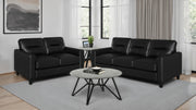 Scotland Transitional 2-Piece Black Leatherette Sofa and Loveseat Set