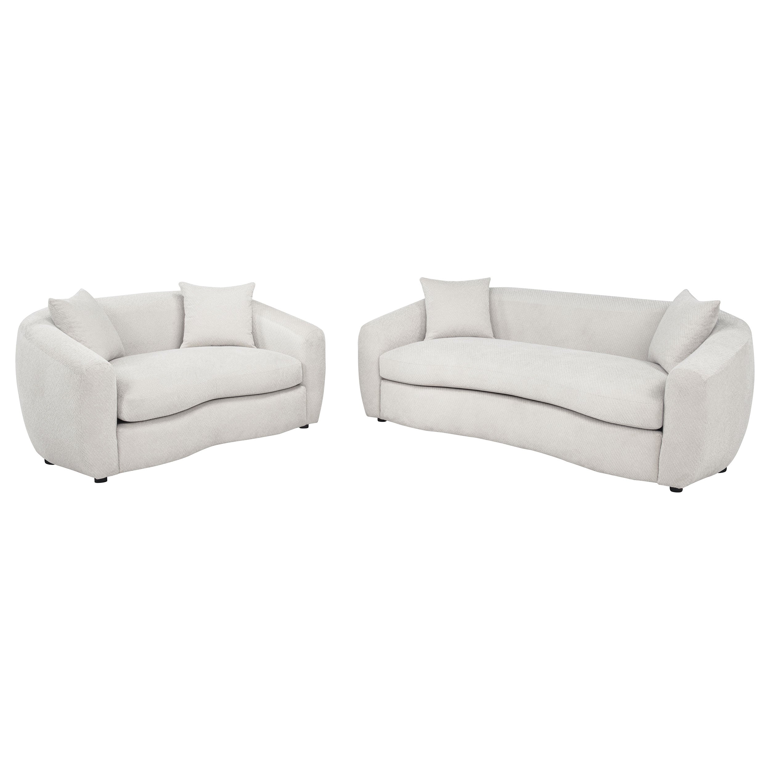 Isabella Contemporary 2-Piece Sand Fabric Sofa and Loveseat Set