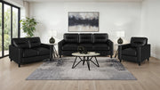 Scotland Transitional 3-Piece Black Leatherette Sofa, Loveseat and Chair Set
