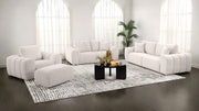 Burnett Contemporary 4-Piece Ivory Chenille Sofa, Loveseat, Chair and Ottoman Set