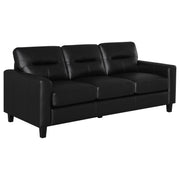 Whitney Contemporary Channel Tufted Woven Fabric Loveseat in Pebble