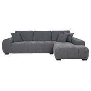 Octavia Mid-Century Inspired Charcoal Grey Tufted Sectional Sofa