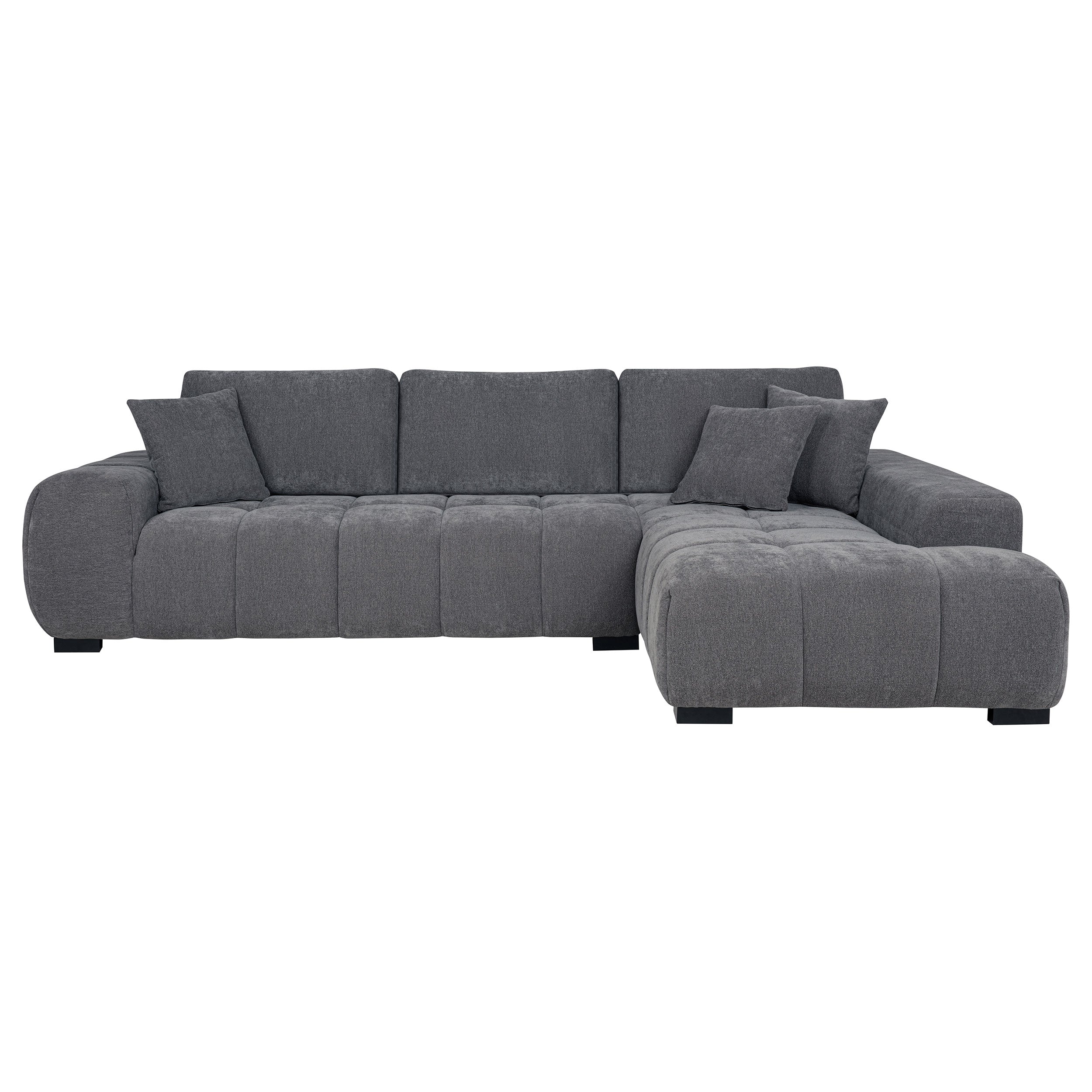 Octavia Mid-Century Inspired Charcoal Grey Tufted Sectional Sofa