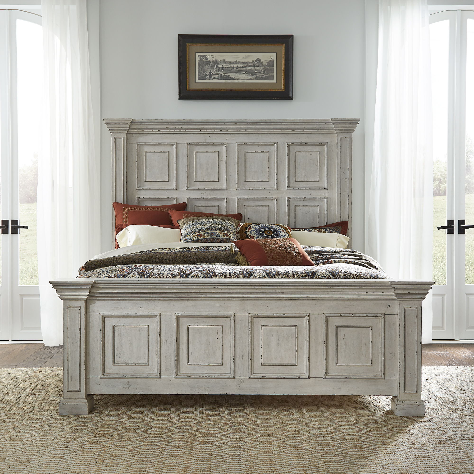 Big Valley Panel Bed, Rubberwood Solids