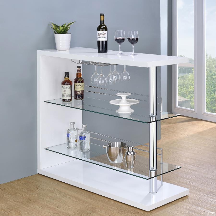 Prescott Rectangular 2-Shelf Home Bar Unit with Glass