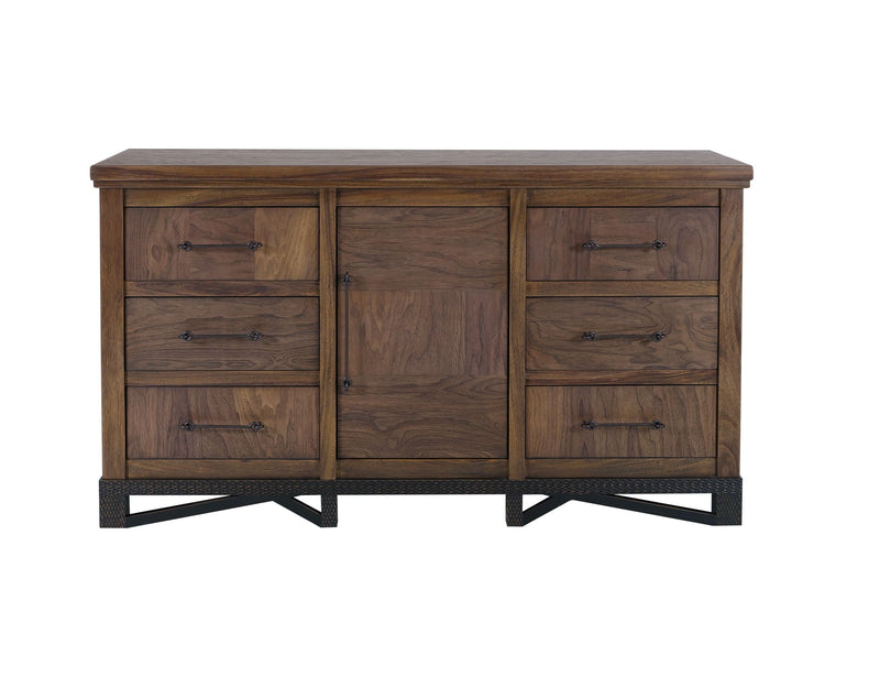 Walnut - Dresser - Walnut Brown - 6 Drawers & 1 Door