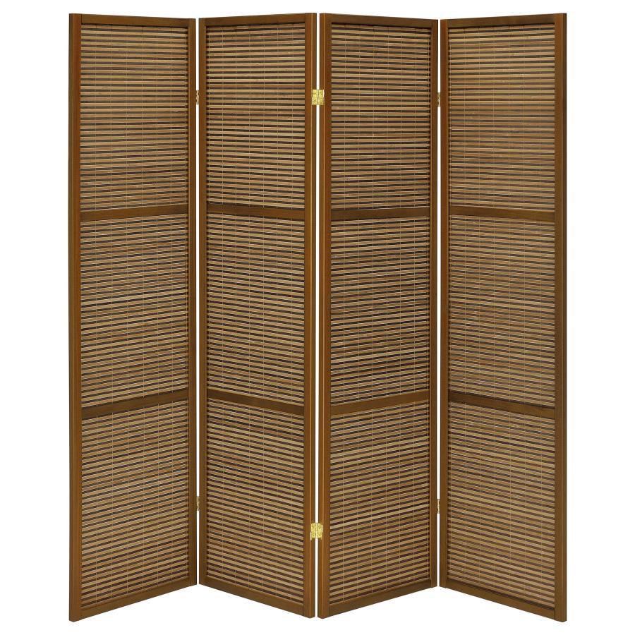 Browning - 4-Panel Bamboo Room Divider Folding Screen