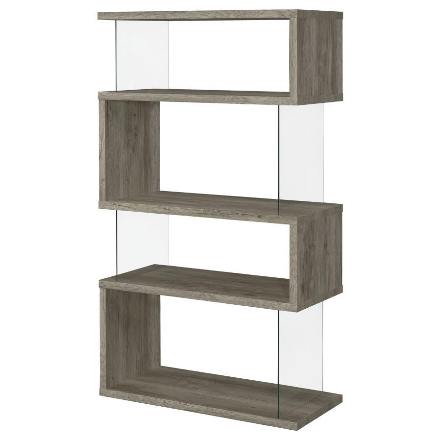 Emelle 4-Shelf Glass Panel Bookshelf