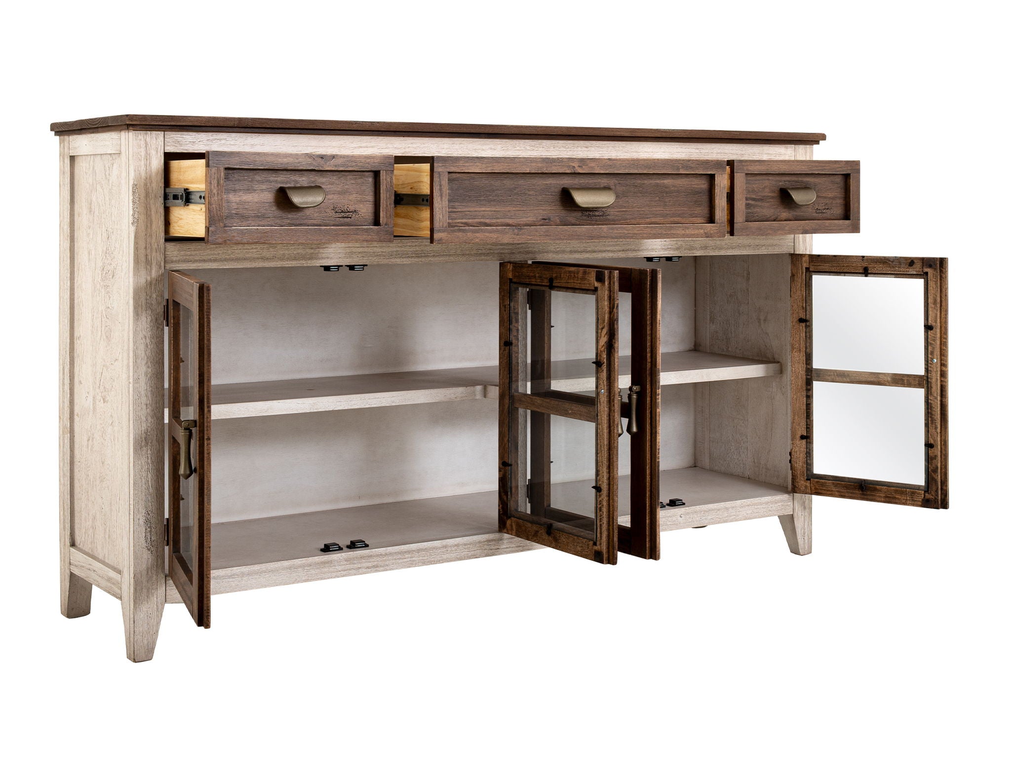 Sahara 3 Drawer 4 Glass Door Console