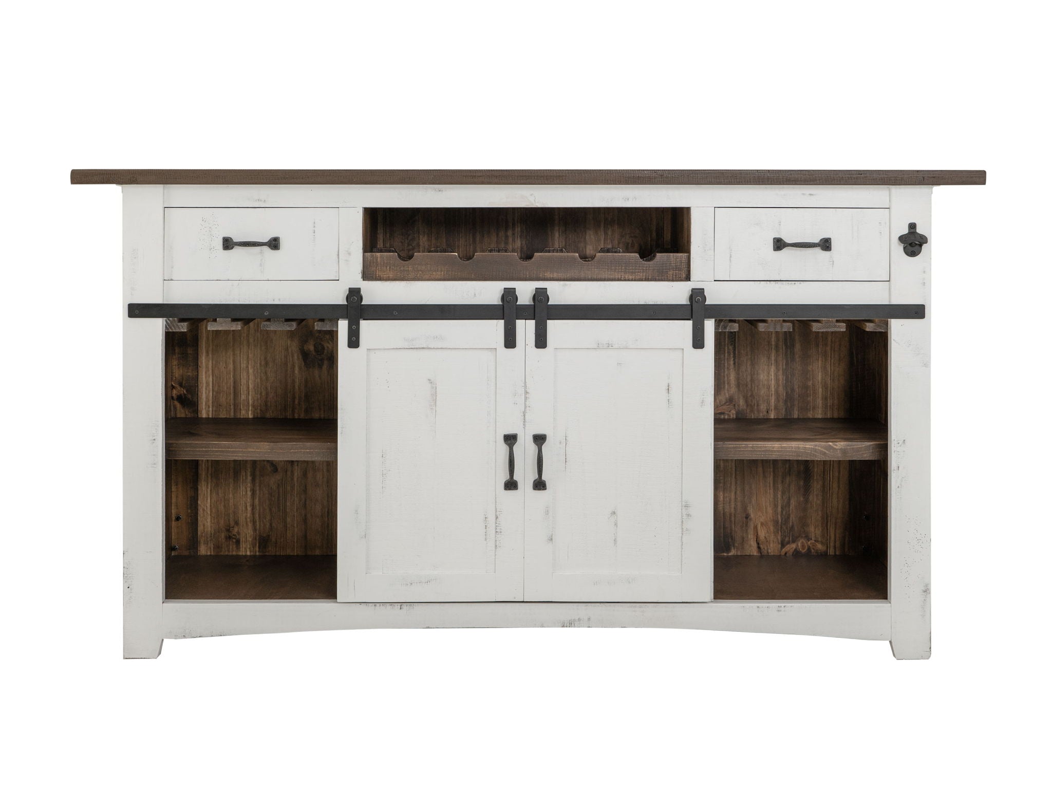 Pueblo 2-Drawer, 2-Shelf, 2-Door Solid Pine