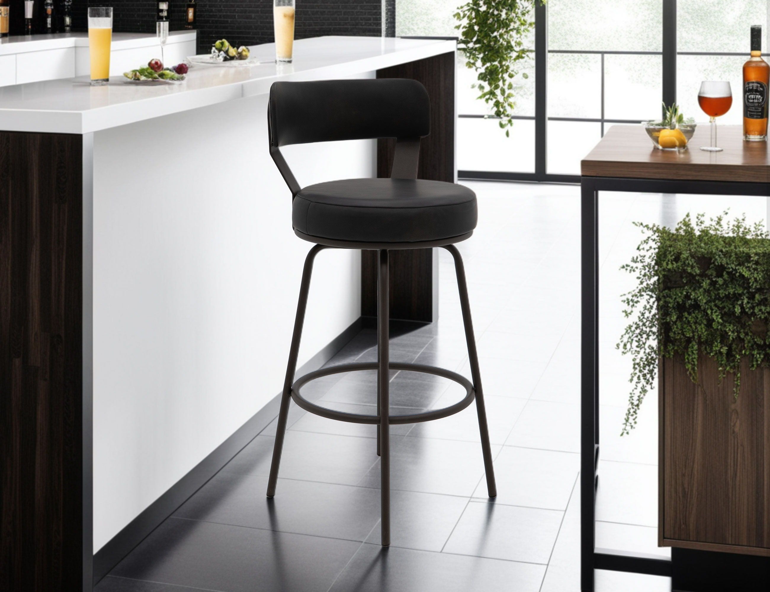 Maison Upholstered Barstool with Wooden Frame