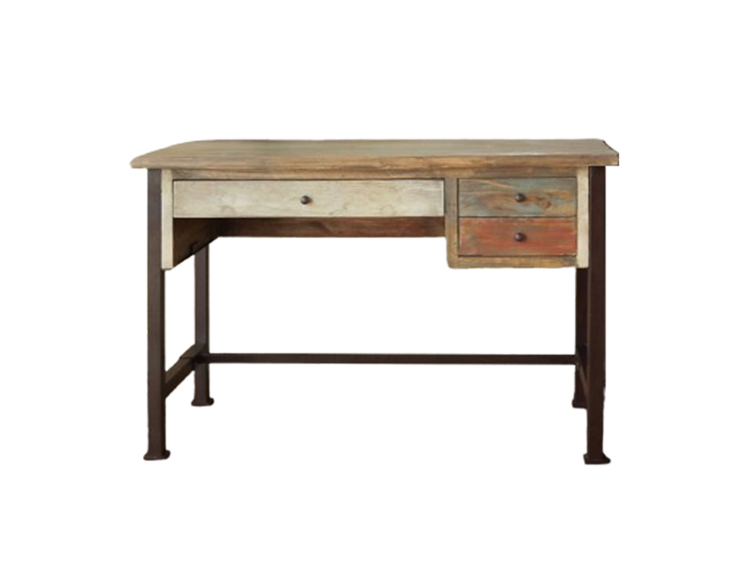 Antique Desk with Drawers in Multicolor