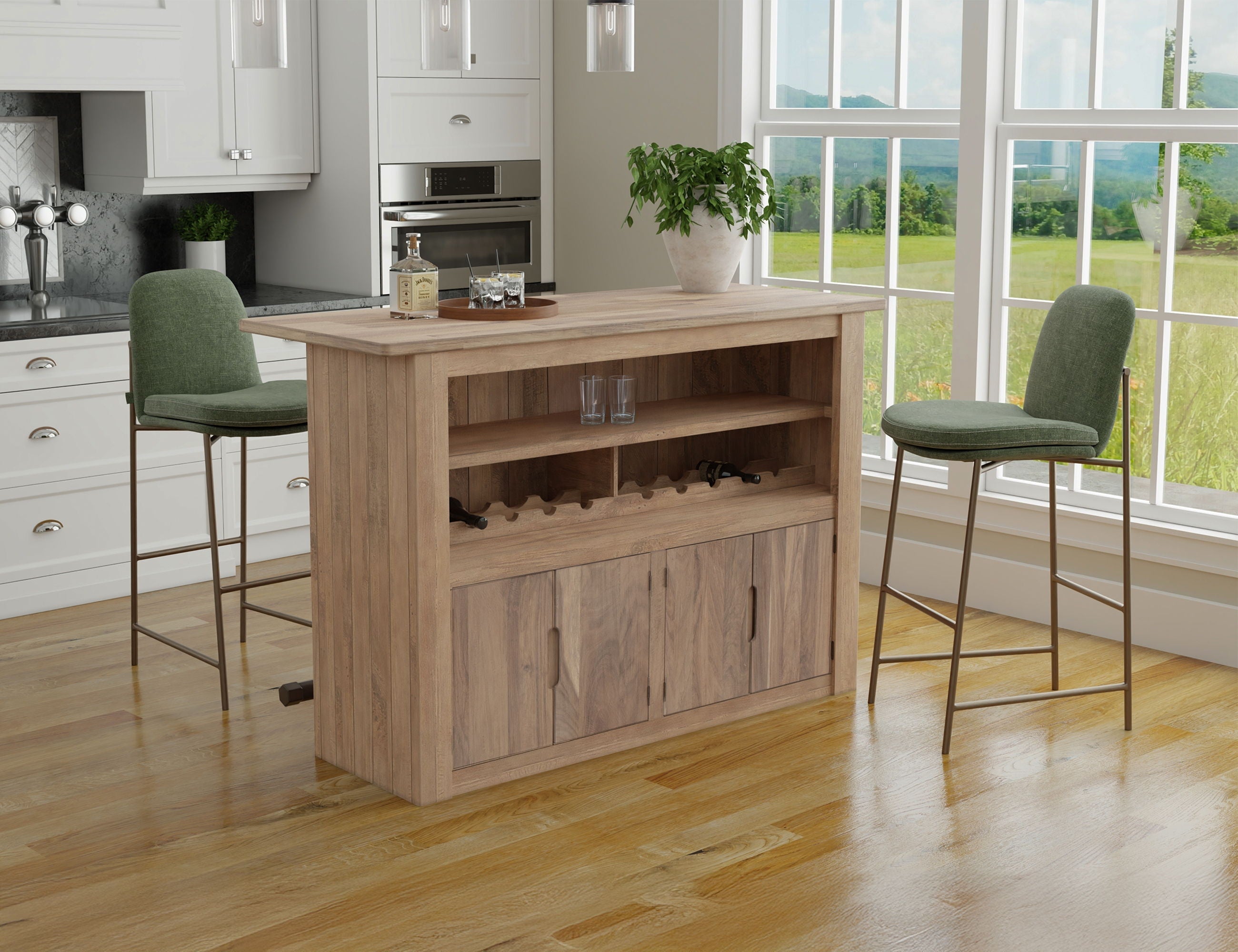 Natural Parota 4 Door - Wooden Bar