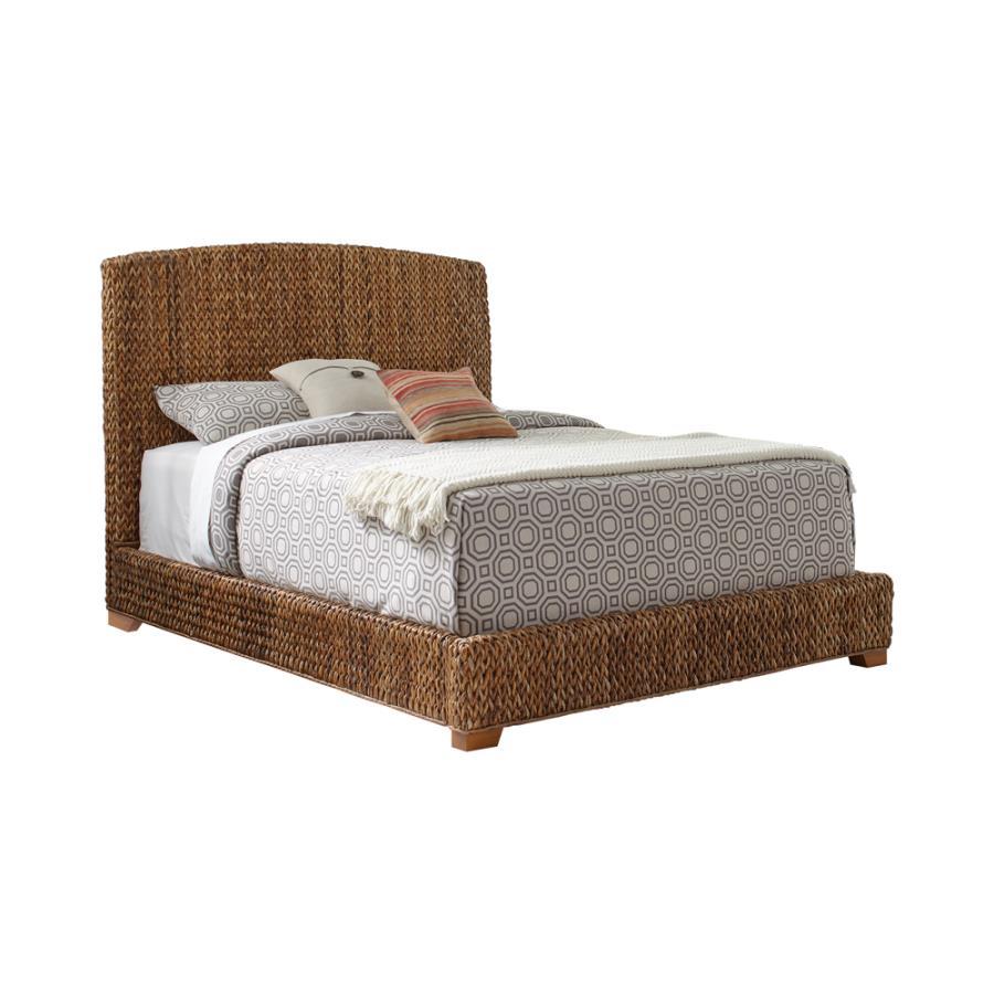 Laughton Woven Banana Leaf Eastern King Panel Bed