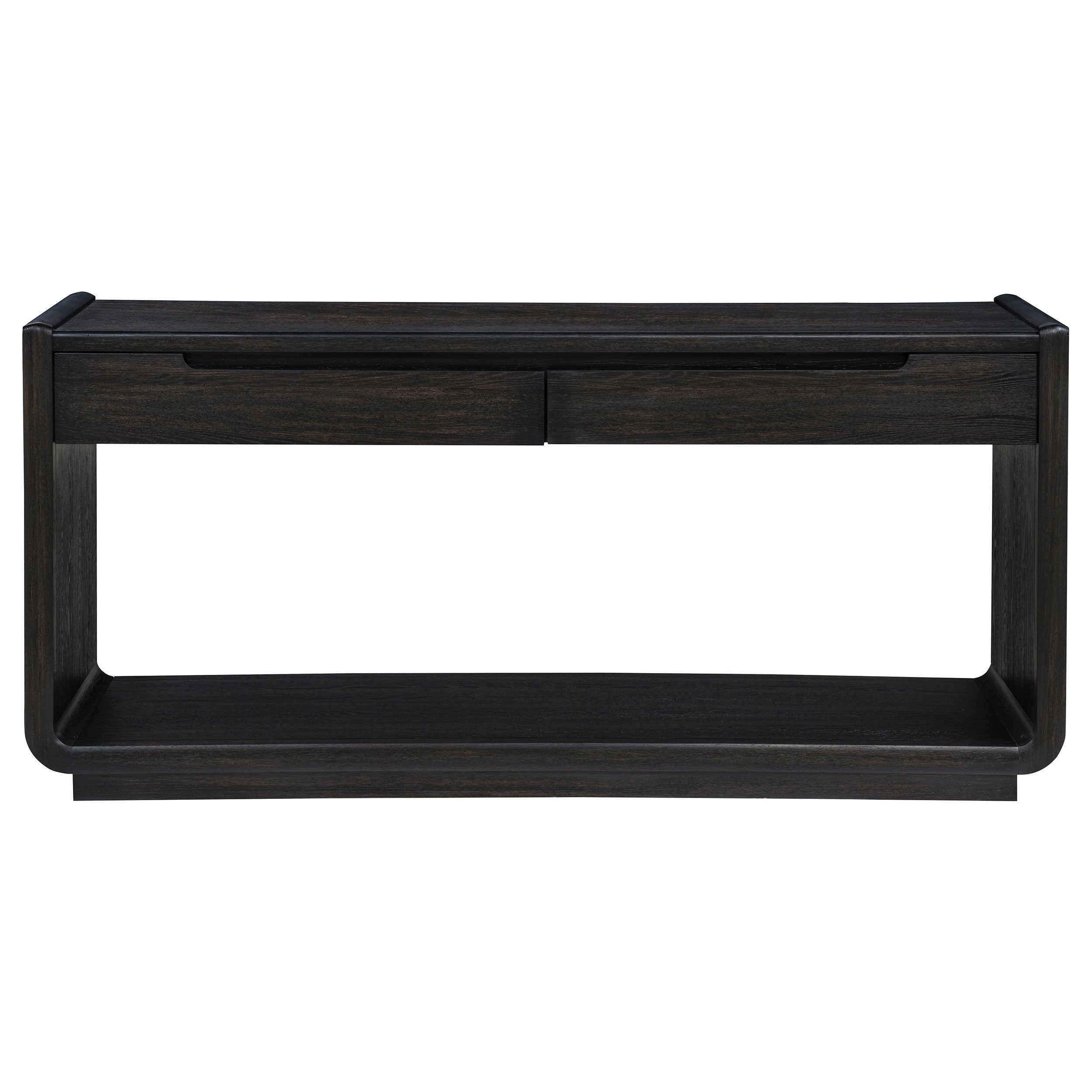 Leandro Modern Two-Drawer Burnished Black Ash Veneer Sofa Console Table