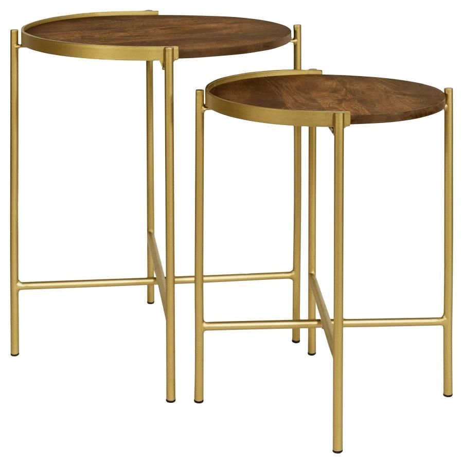Malka 2 Piece Round Wood Nesting Tables with Dark