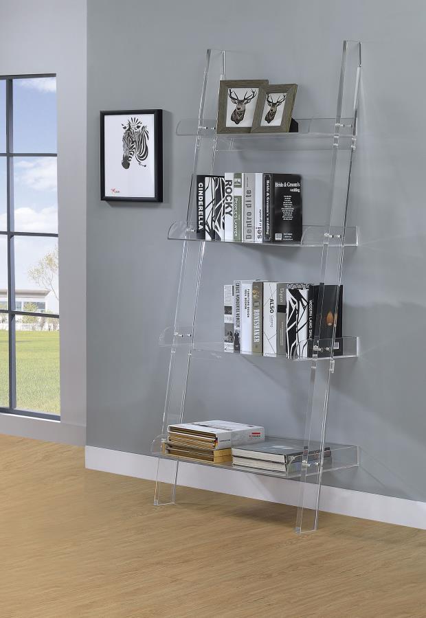 Amaturo 4-Shelf Acrylic Ladder Bookshelf in Clear